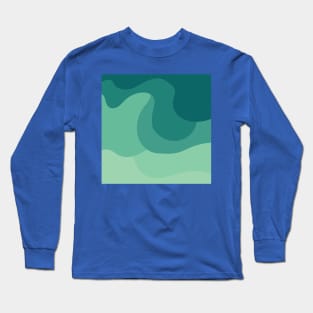 Tropical Bali Waves Vector Abstract Pattern Long Sleeve T-Shirt